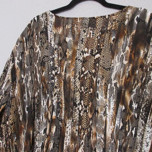 Catherines Top Tunic Plus 4X Snake Print Crinkle Studded Asymmetrical - Picture 9 of 11